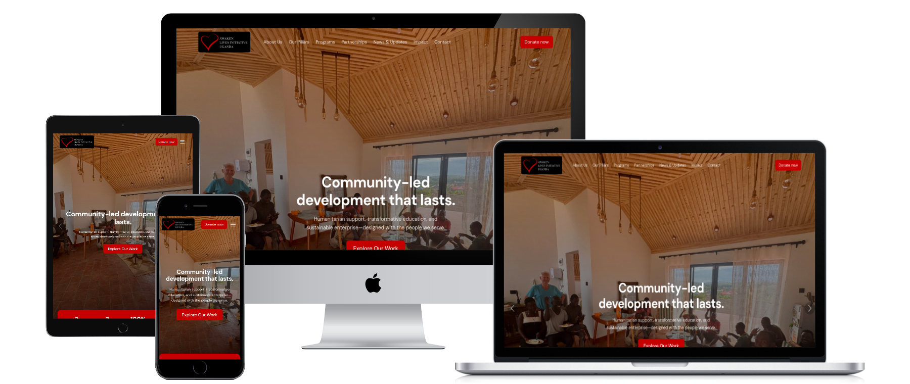 Awaken Lives Initiative Uganda website mockup