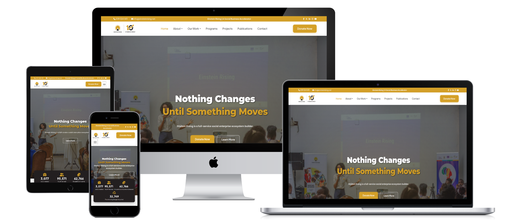 Einstein Rising website mockup