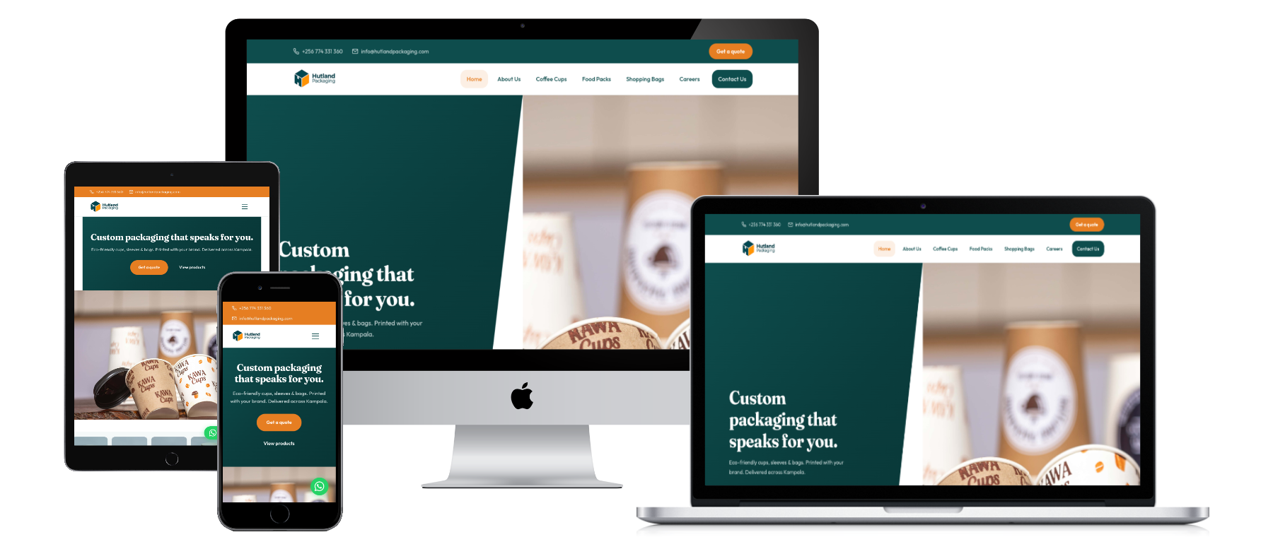 Hutland Packaging website mockup