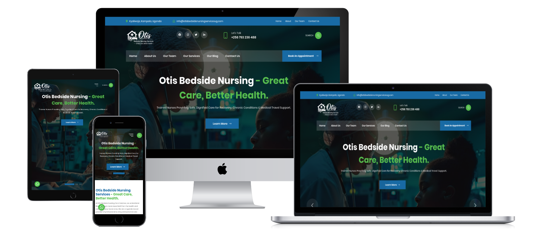 Otis Bedside Nursing Services website mockup