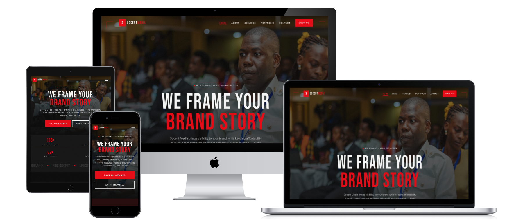 Socent Media Uganda website mockup
